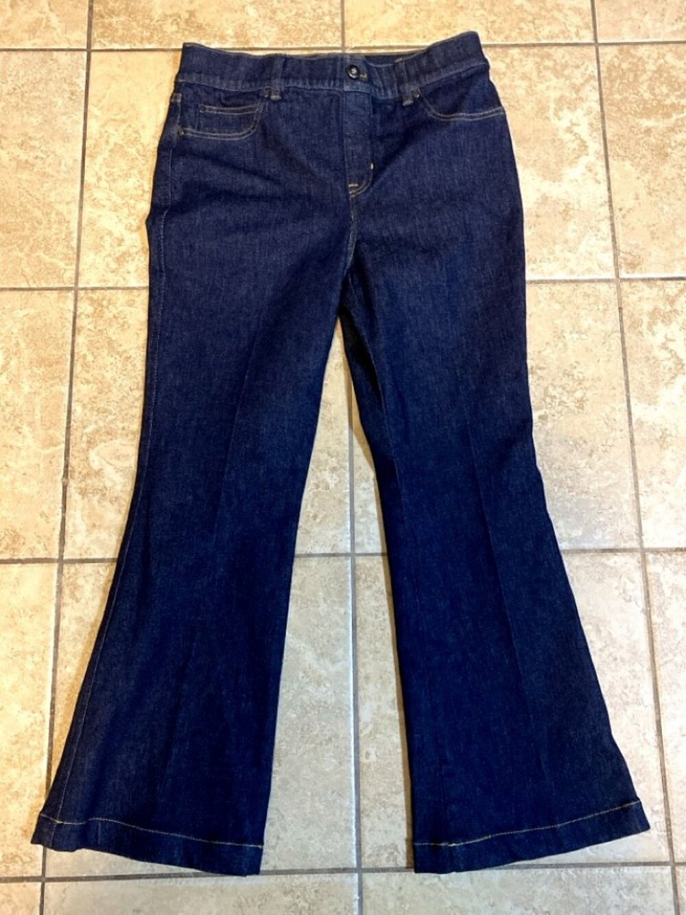 SPANX Flare Jeans Dark Indigo Shaping Denim L